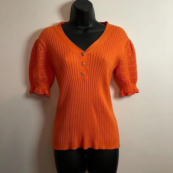 Magaschoni Vibrant Orange Ribbed Sweater - Picture 2 of 5